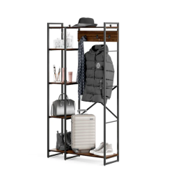Garderobes LOFT sistema ar plauktiem 180x92x34 cm Melns/ Tumšais ozols Garderobes LOFT sistema ar plauktiem 180x92x34 cm Melns/ Tumšais ozols