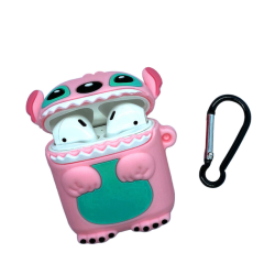 Aizsargmaciņš austiņam AirPods 1/2, Stitch rozā