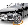 Modelīši AUDI A6L Black 1:24 ar gaismu un skaņu uz akumulatoriem Mēlns
