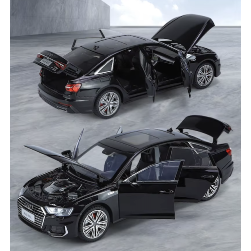 Modelīši AUDI A6L Black 1:24 ar gaismu un skaņu uz akumulatoriem Mēlns