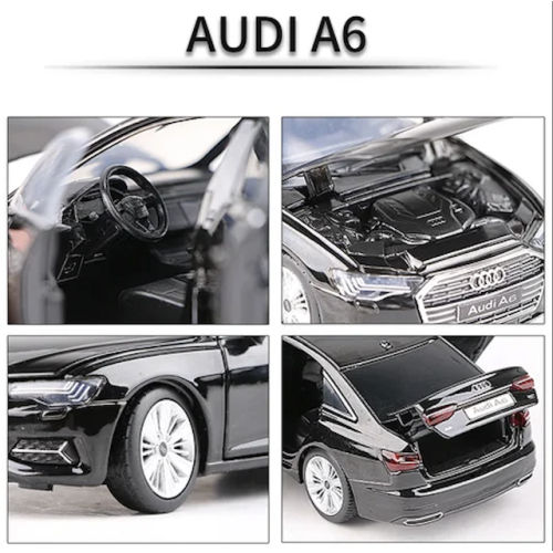 Modelīši AUDI A6L Black 1:24 ar gaismu un skaņu uz akumulatoriem Mēlns
