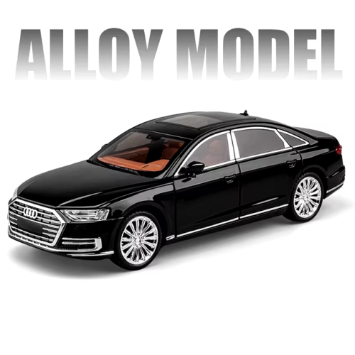 Modelīši AUDI A8 Black 1:24 ar gaismu un skaņu uz akumulatoriem Mēlns