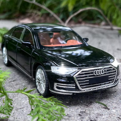 Modelīši AUDI A8 Black 1:24 ar gaismu un skaņu uz akumulatoriem Mēlns