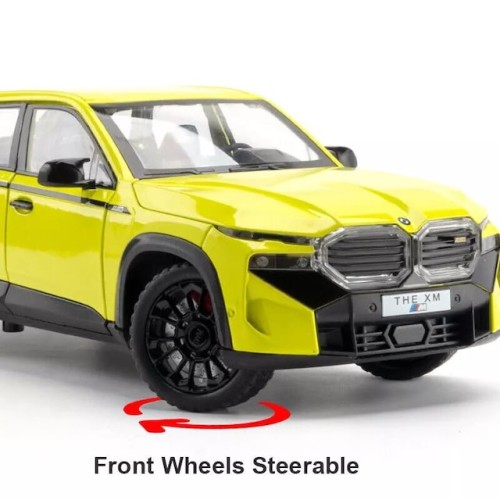 Modelīši BMW XM YELLOW 1:24 ar gaismu un skaņu uz akumulatoriem