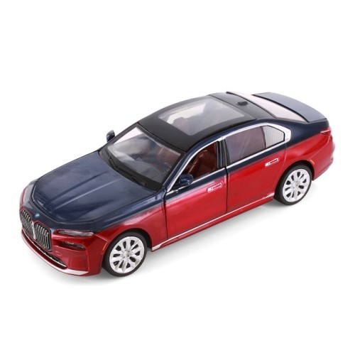 Modelīši BMW i7 1:24 ar gaismu un skaņu uz akumulatoriem Melns/Ķiršu