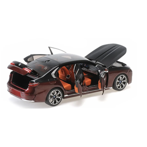 Modelīši BMW i7 1:24 ar gaismu un skaņu uz akumulatoriem Melns/Ķiršu