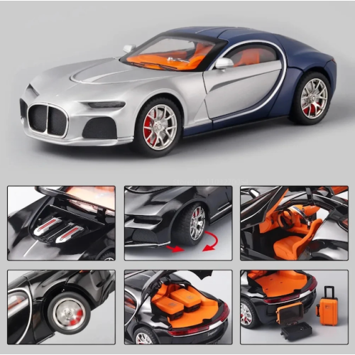 Машинка инерционная металлическая Bugatti Chiron 1:24 со светом и звуком на батарейках Машинка инерционная металлическая Bugatti Chiron 1:24 со светом и звуком на батарейках