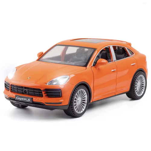 Modelīši Porsche Cayenne S Coupe 1:24 ar gaismu un skaņu uz akumulatoriem Orange