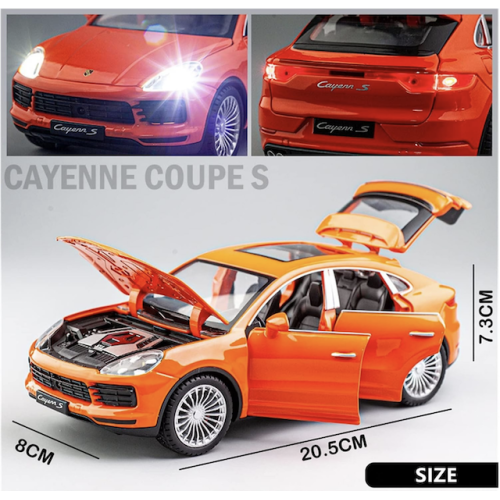 Modelīši Porsche Cayenne S Coupe 1:24 ar gaismu un skaņu uz akumulatoriem Orange