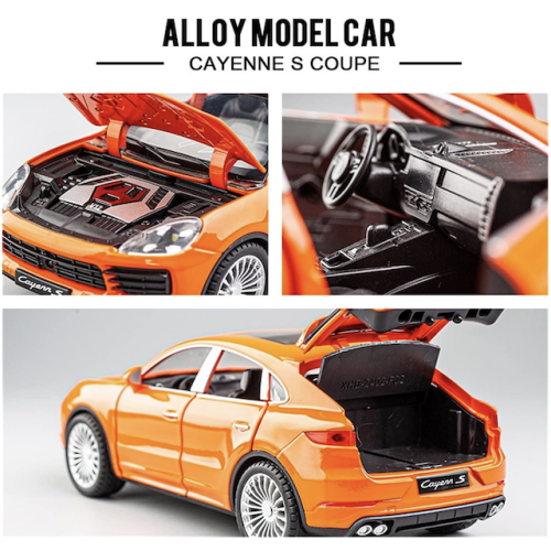 Modelīši Porsche Cayenne S Coupe 1:24 ar gaismu un skaņu uz akumulatoriem Orange