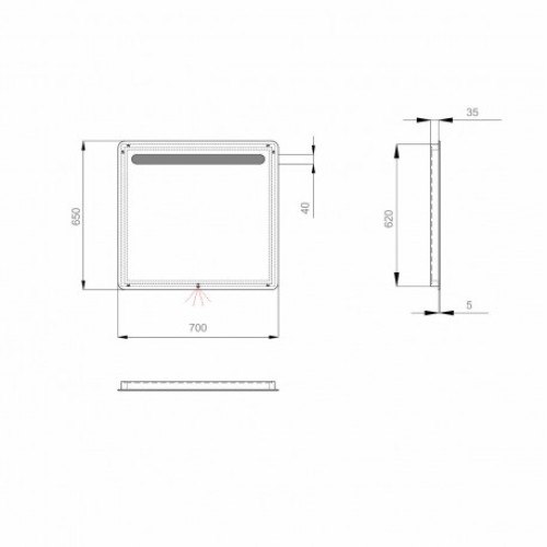 Spogulis LAVA CALIPSO ar LED gaismekli 650x700 мм