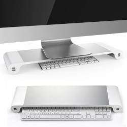 Monitoru plaukts ALUMINIUM SPACE BAR ar 4 USB lādešanas izejam Monitoru plaukts ALUMINIUM SPACE BAR ar 4 USB lādešanas izejam