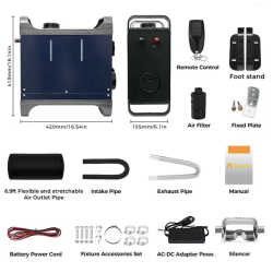 Autonomais dīzeļdegvielas sildītājs automašīnām vai garāžām — 8kW Universāls barošanas avots: 12V / 24V / 110-240V